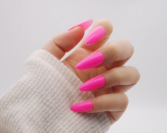 hot pink french tip nails