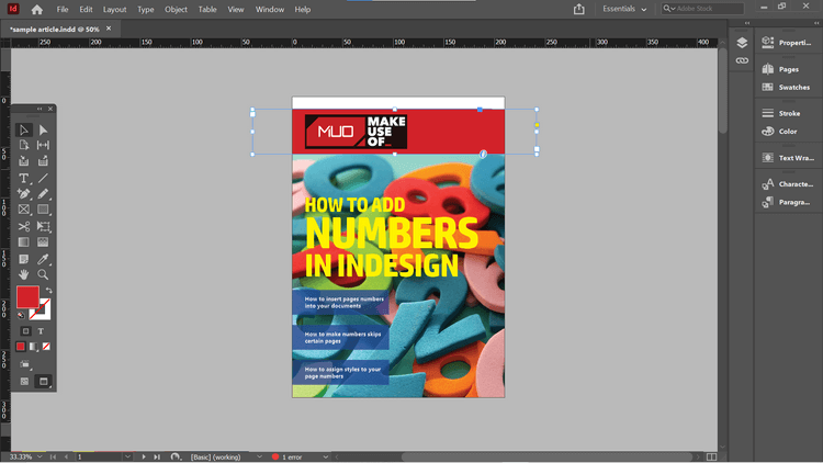 Cách tự đánh số trang trong Adobe InDesign