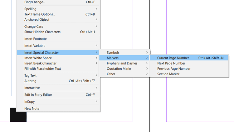 Đánh dấu số trang hiện tại trong Adobe InDesign