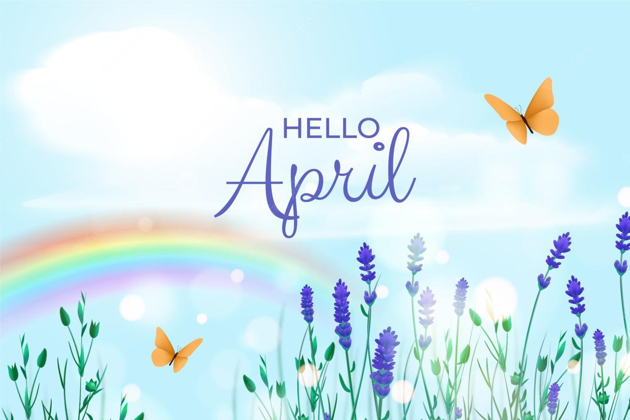 Free Vector | Realistic hello april banner and background