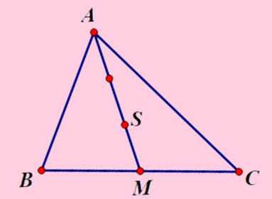 Xác định trọng tâm tam giác dựa trên tỉ lệ đường trung tuyến.